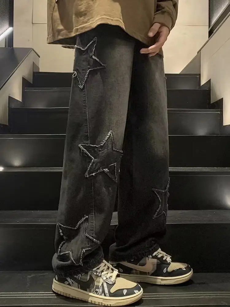 2023 Korean Star Patch Distressed Jeans Loose Slimming — feature 11