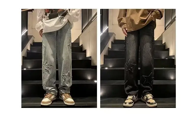 2023 Korean Star Patch Distressed Jeans Loose Slimming — feature 15