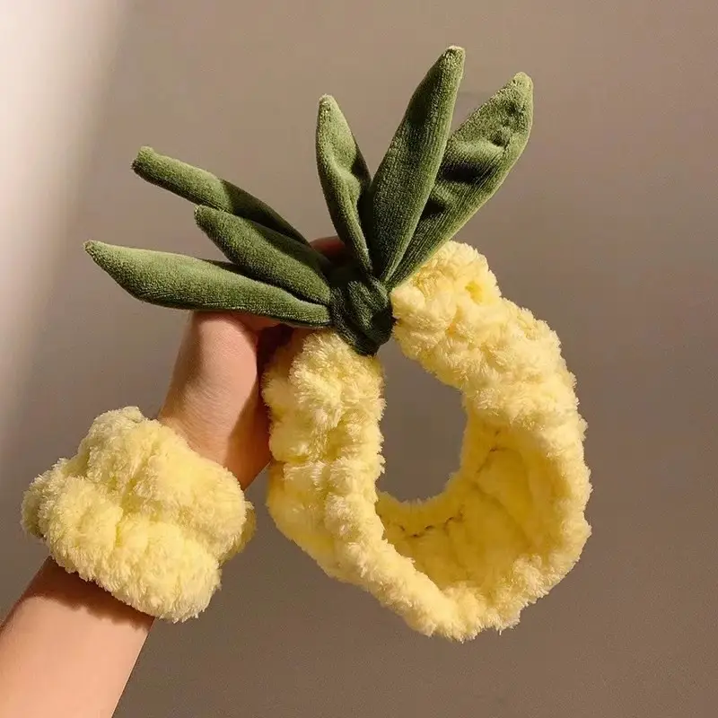 Plush Pineapple Headband for Women Wet Proof Wrist Strap - Image 5
