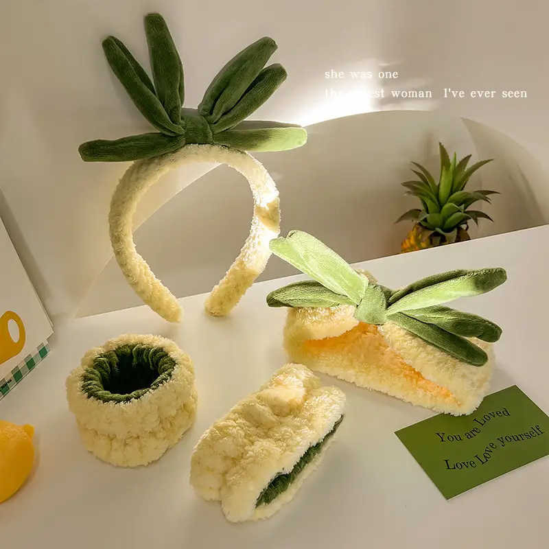 Plush Pineapple Headband for Women Wet Proof Wrist Strap — feature 13