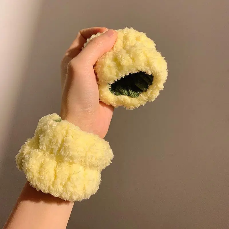 Plush Pineapple Headband for Women Wet Proof Wrist Strap - Image 2