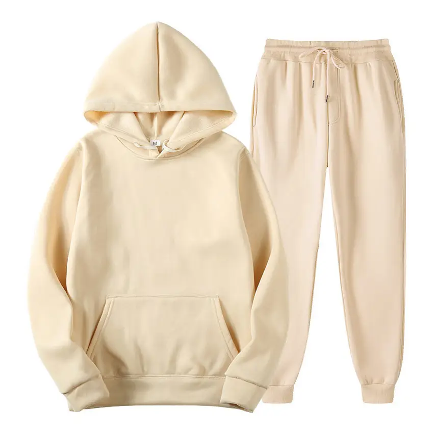 Men Fleece Hoodie Sweatpants Set Maroon - Image 32
