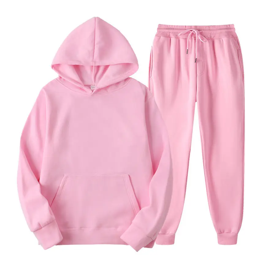 Men Fleece Hoodie Sweatpants Set Maroon - Image 33