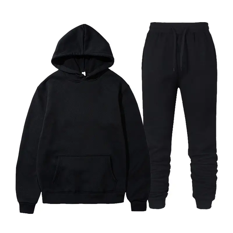 Men Fleece Hoodie Sweatpants Set Maroon - Image 16