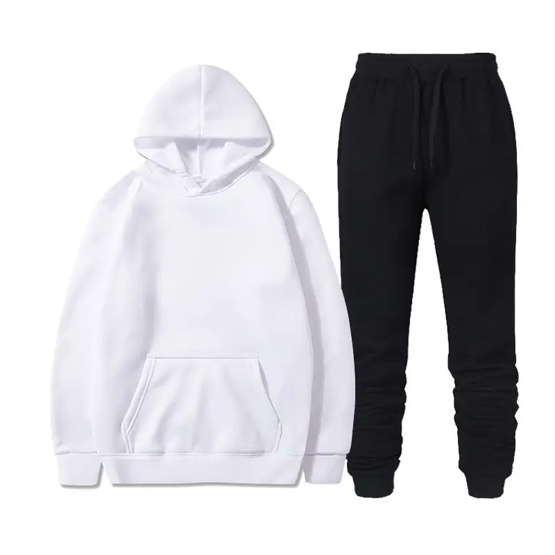 Men Fleece Hoodie Sweatpants Set Maroon - Image 17