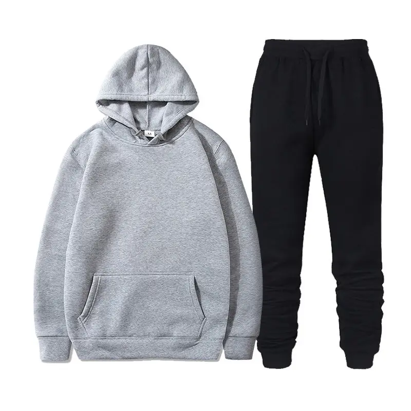 Men Fleece Hoodie Sweatpants Set Maroon - Image 18