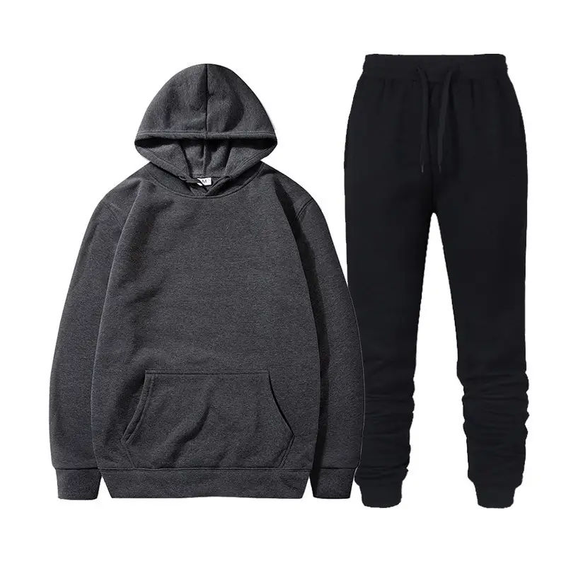 Men Fleece Hoodie Sweatpants Set Maroon - Image 19