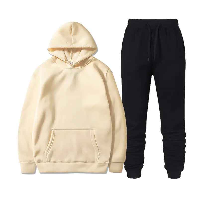 Men Fleece Hoodie Sweatpants Set Maroon - Image 20