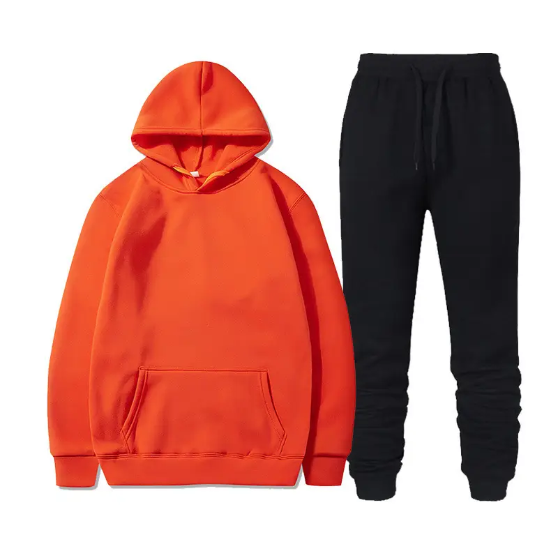 Men Fleece Hoodie Sweatpants Set Maroon - Image 21
