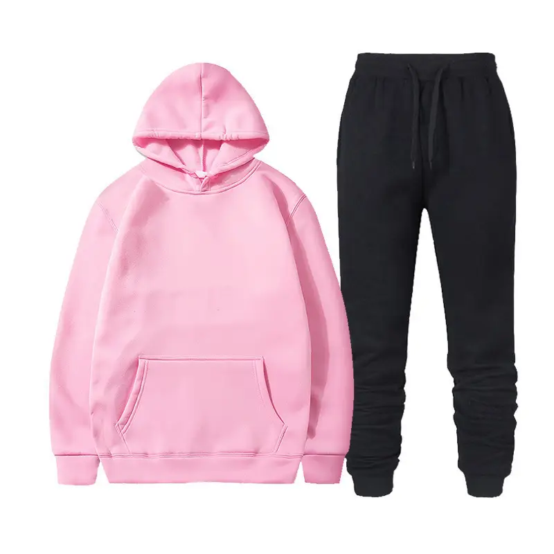 Men Fleece Hoodie Sweatpants Set Maroon - Image 23