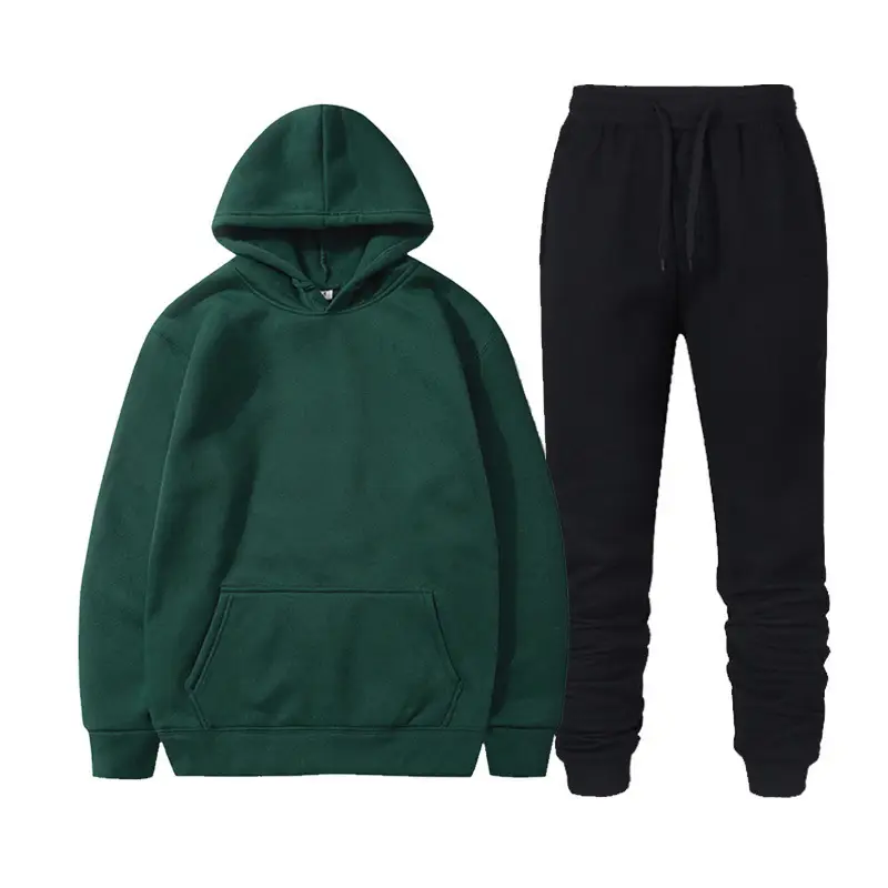 Men Fleece Hoodie Sweatpants Set Maroon - Image 26