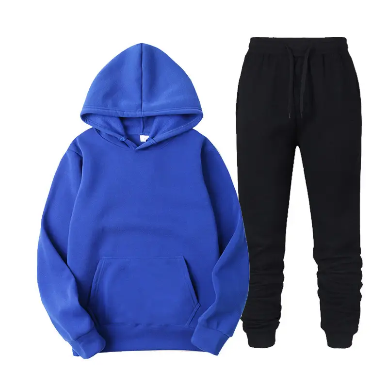 Men Fleece Hoodie Sweatpants Set Maroon - Image 27