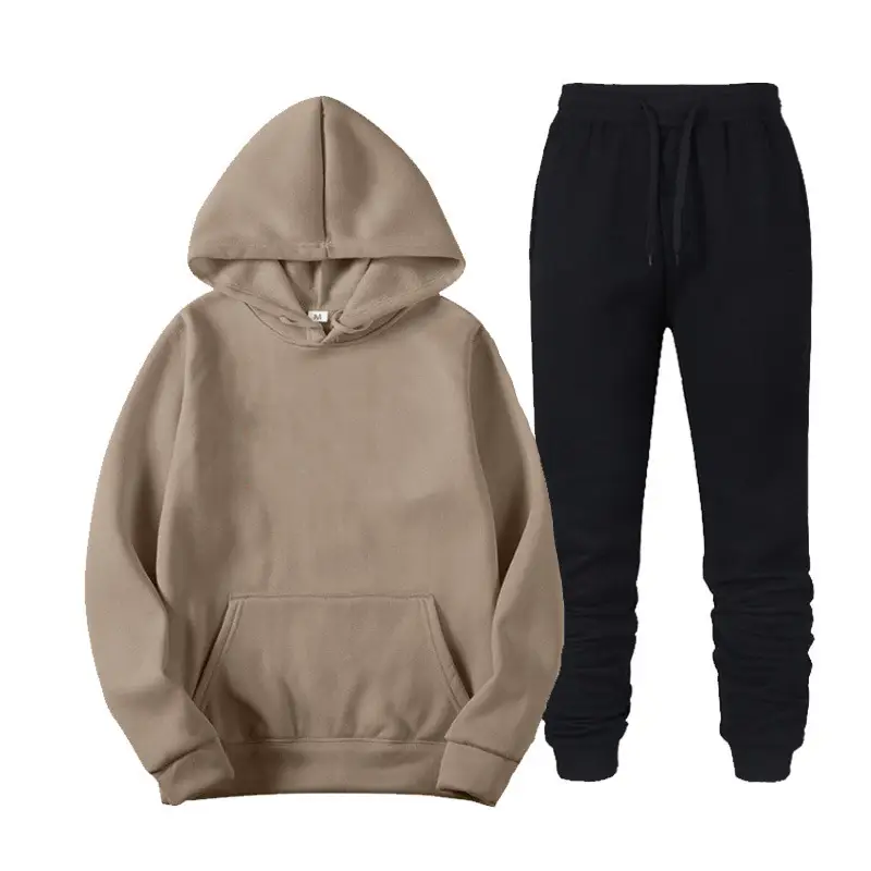 Men Fleece Hoodie Sweatpants Set Maroon - Image 29