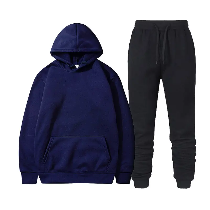Men Fleece Hoodie Sweatpants Set Maroon - Image 30