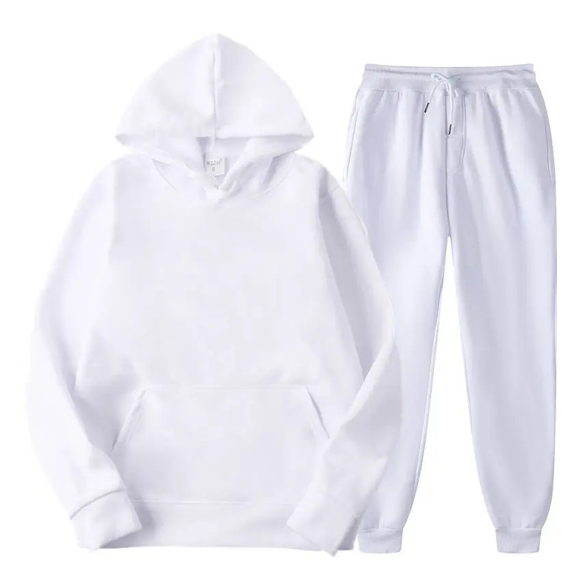 Men Fleece Hoodie Sweatpants Set Maroon - Image 4