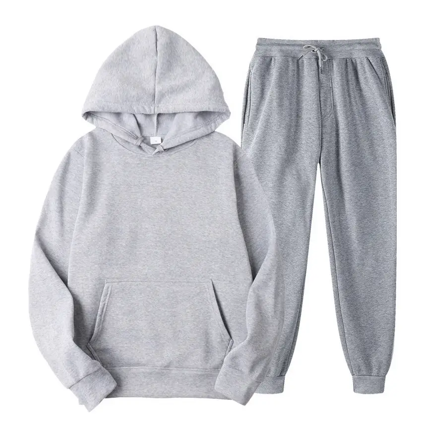 Men Fleece Hoodie Sweatpants Set Maroon - Image 5
