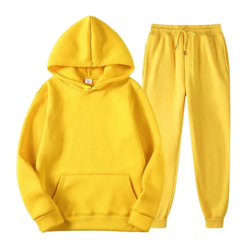 Men Fleece Hoodie Sweatpants Set Maroon - Image 9