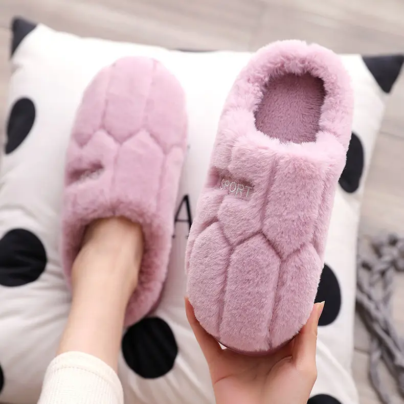 Cotton slippers for women autumn and winter home indoor home warm non-slip thick bottom couple new woolen slippers for men autumn and winter — feature 1