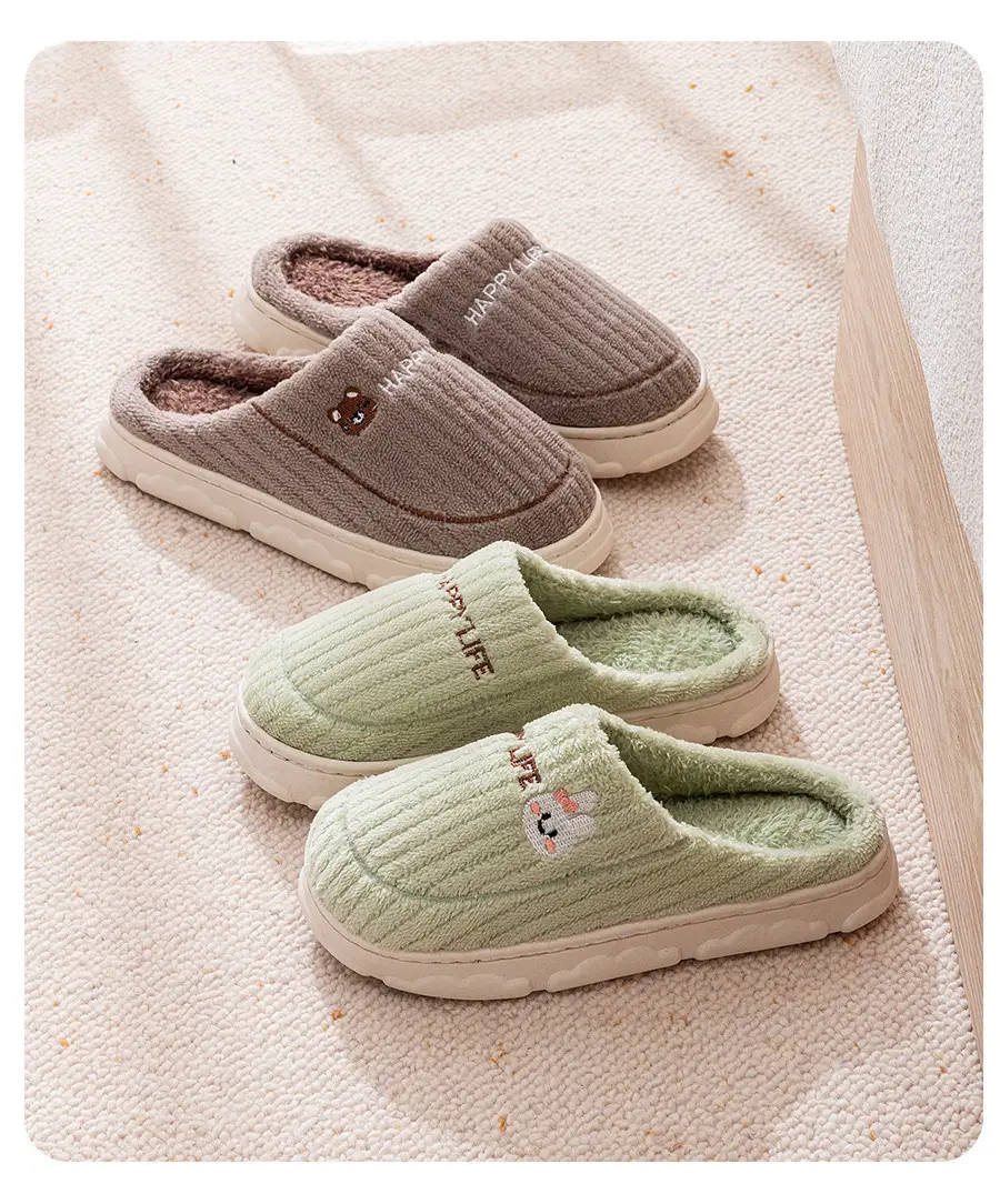 Qida Shun new special home cotton slippers winter non-slip thick-soled men's and women's shoes home warm cotton wholesale — feature 15