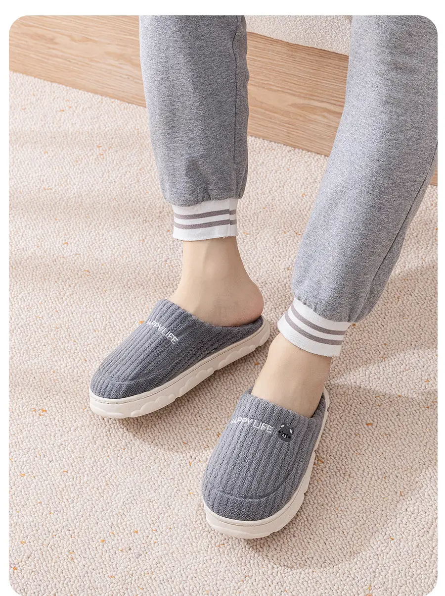 Qida Shun new special home cotton slippers winter non-slip thick-soled men's and women's shoes home warm cotton wholesale — feature 17