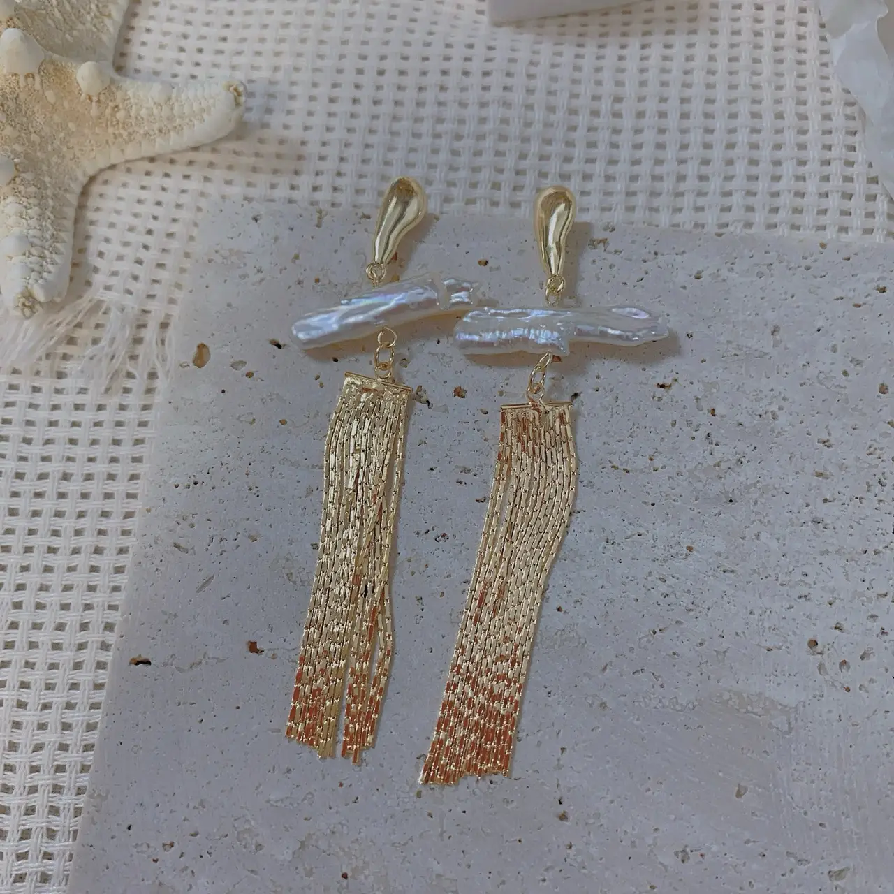 Chinese Freshwater Pearl Earrings Pipa Tassel 925 Silver - Image 4