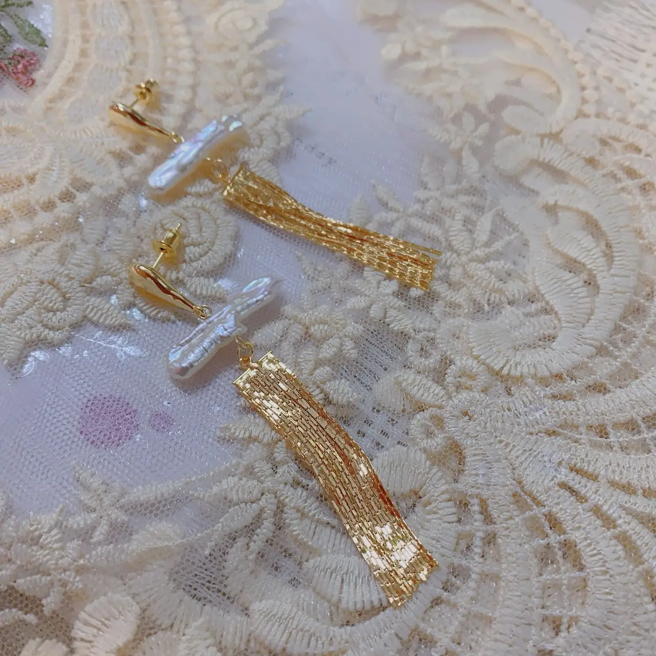 Chinese Freshwater Pearl Earrings Pipa Tassel 925 Silver - Image 5
