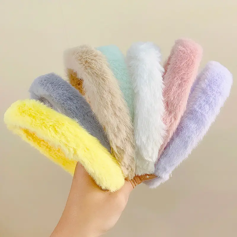 Green Furry Plush Headband for Girls Winter Use - Image 15