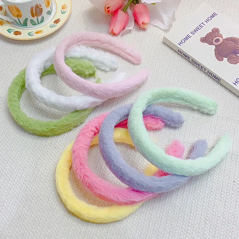Green Furry Plush Headband for Girls Winter Use - Image 16