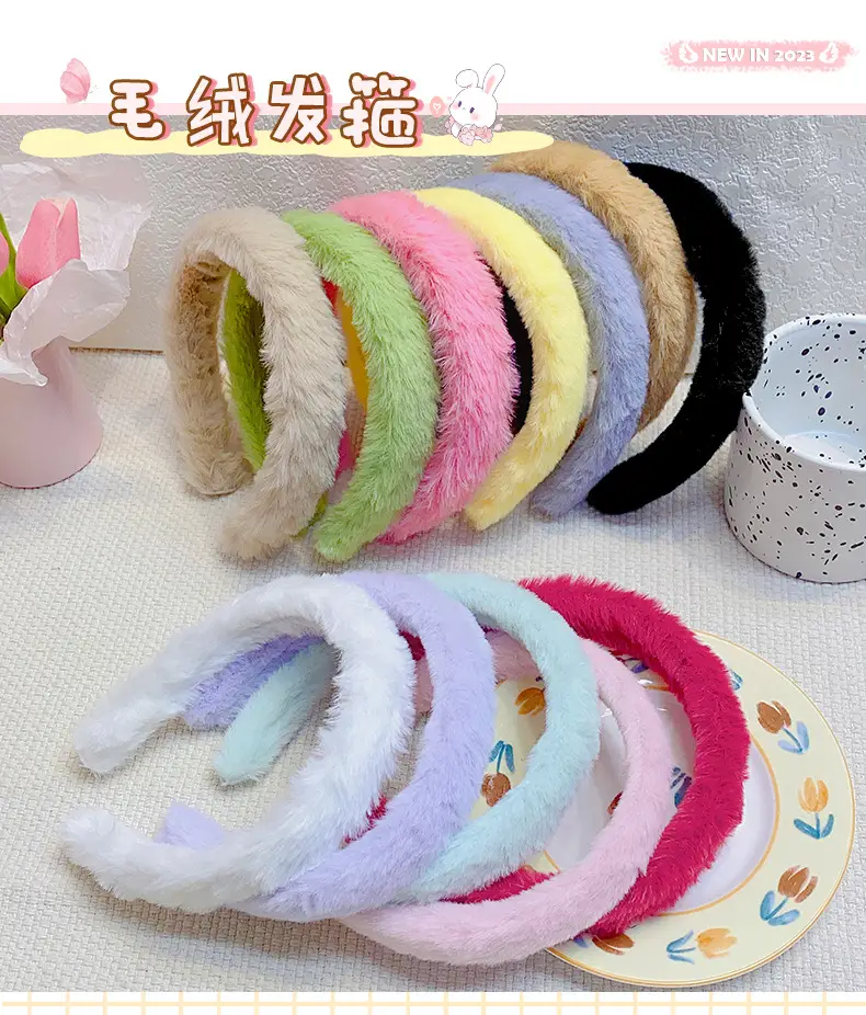 Green Furry Plush Headband for Girls Winter Use — feature 3