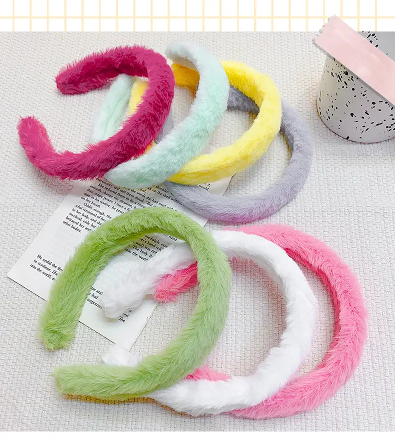 Green Furry Plush Headband for Girls Winter Use — feature 9