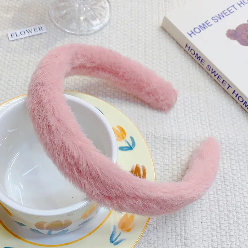 Green Furry Plush Headband for Girls Winter Use - Image 9
