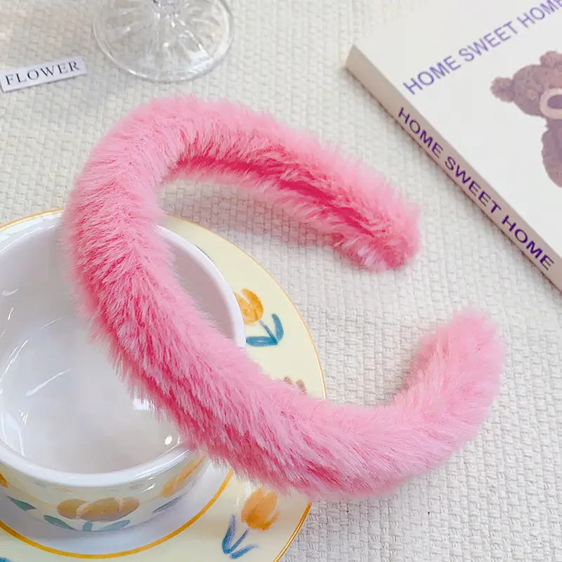 Green Furry Plush Headband for Girls Winter Use - Image 12