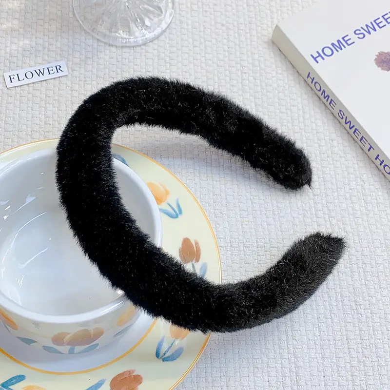 Green Furry Plush Headband for Girls Winter Use - Image 13