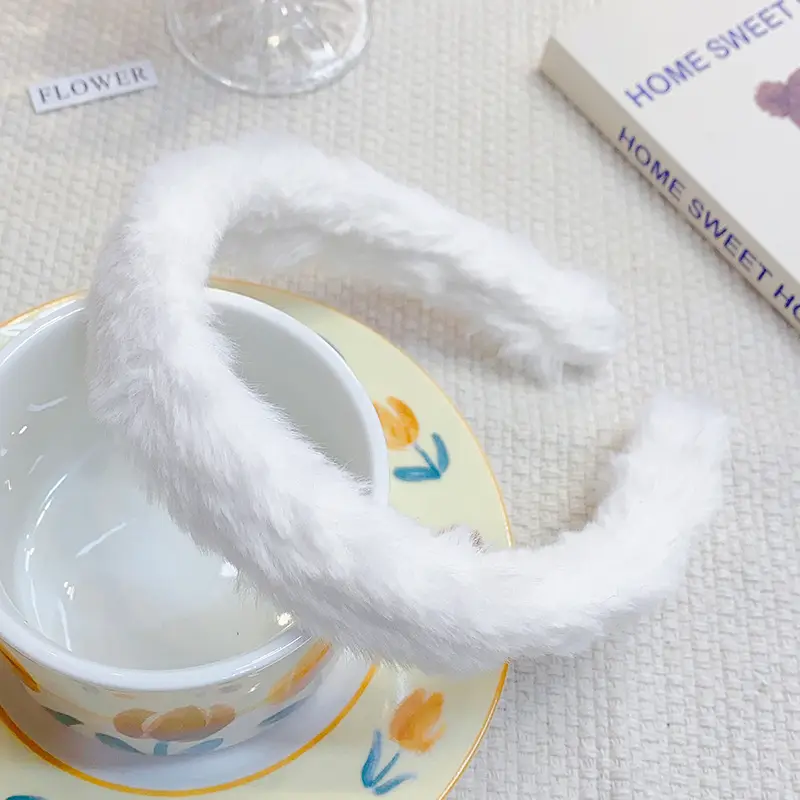 Green Furry Plush Headband for Girls Winter Use - Image 5