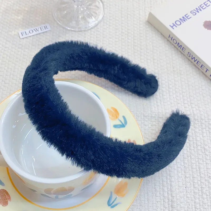 Green Furry Plush Headband for Girls Winter Use - Image 8