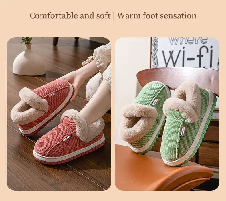 Bug Rabbit Autumn and Winter Cotton Slippers Women's Thick Bottom fleece-lined Indoor Home Cixi Warm Wool Plush Winter Slippers Home — feature 19