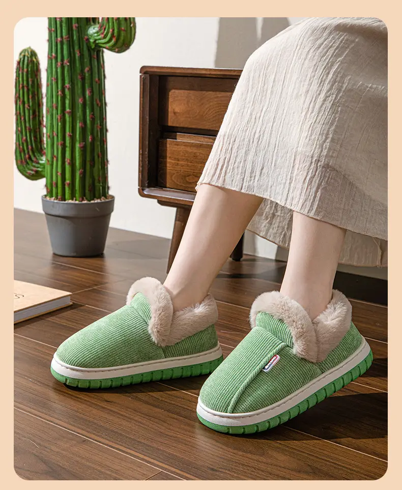Bug Rabbit Autumn and Winter Cotton Slippers Women's Thick Bottom fleece-lined Indoor Home Cixi Warm Wool Plush Winter Slippers Home — feature 20