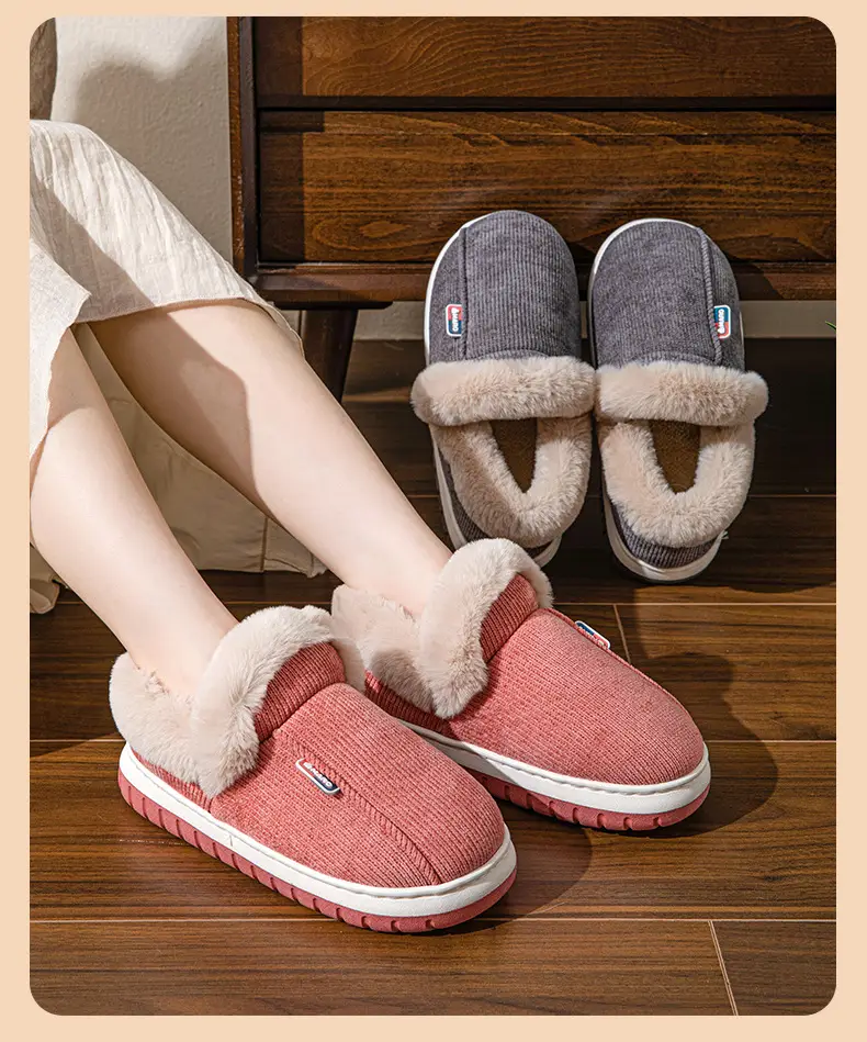 Bug Rabbit Autumn and Winter Cotton Slippers Women's Thick Bottom fleece-lined Indoor Home Cixi Warm Wool Plush Winter Slippers Home — feature 21