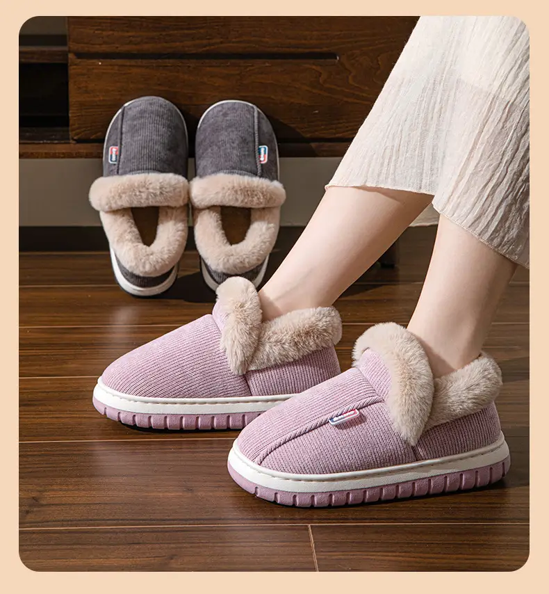 Bug Rabbit Autumn and Winter Cotton Slippers Women's Thick Bottom fleece-lined Indoor Home Cixi Warm Wool Plush Winter Slippers Home — feature 24