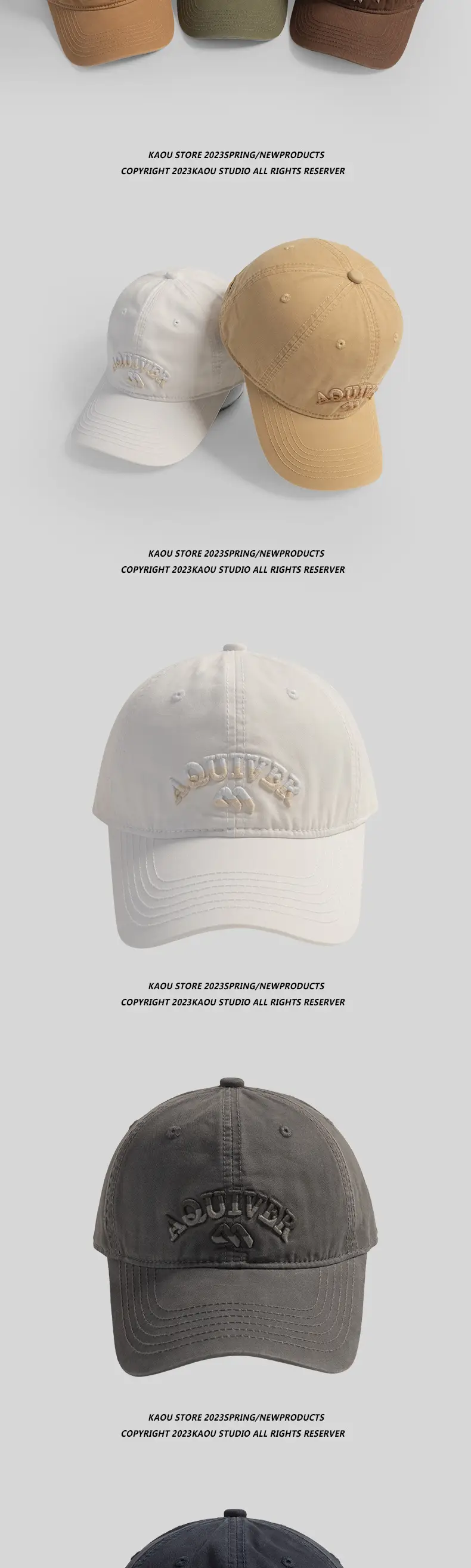 Three-Denim Embroidered Beige Baseball Cap Men Women — feature 2