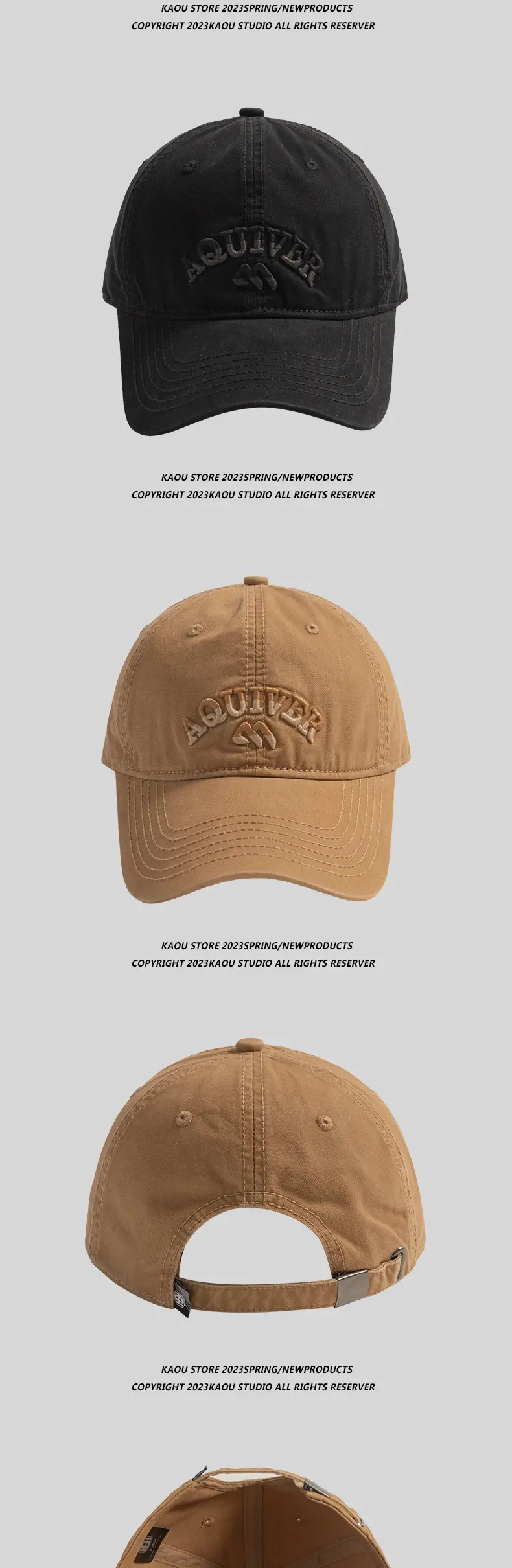 Three-Denim Embroidered Beige Baseball Cap Men Women — feature 4