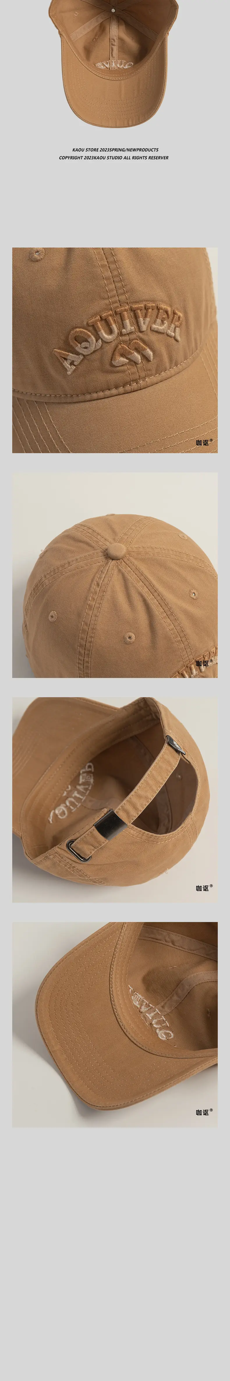 Three-Denim Embroidered Beige Baseball Cap Men Women — feature 5