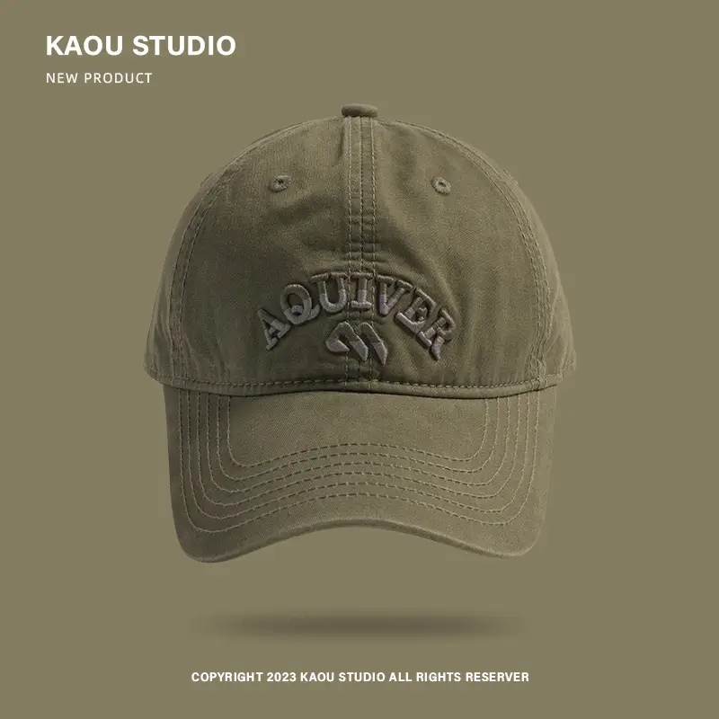Three-Denim Embroidered Beige Baseball Cap Men Women - Image 2