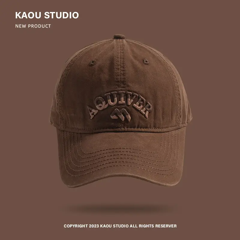 Three-Denim Embroidered Beige Baseball Cap Men Women - Image 3