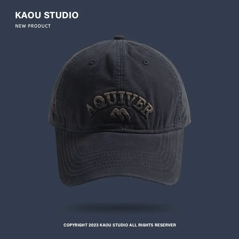 Three-Denim Embroidered Beige Baseball Cap Men Women - Image 4