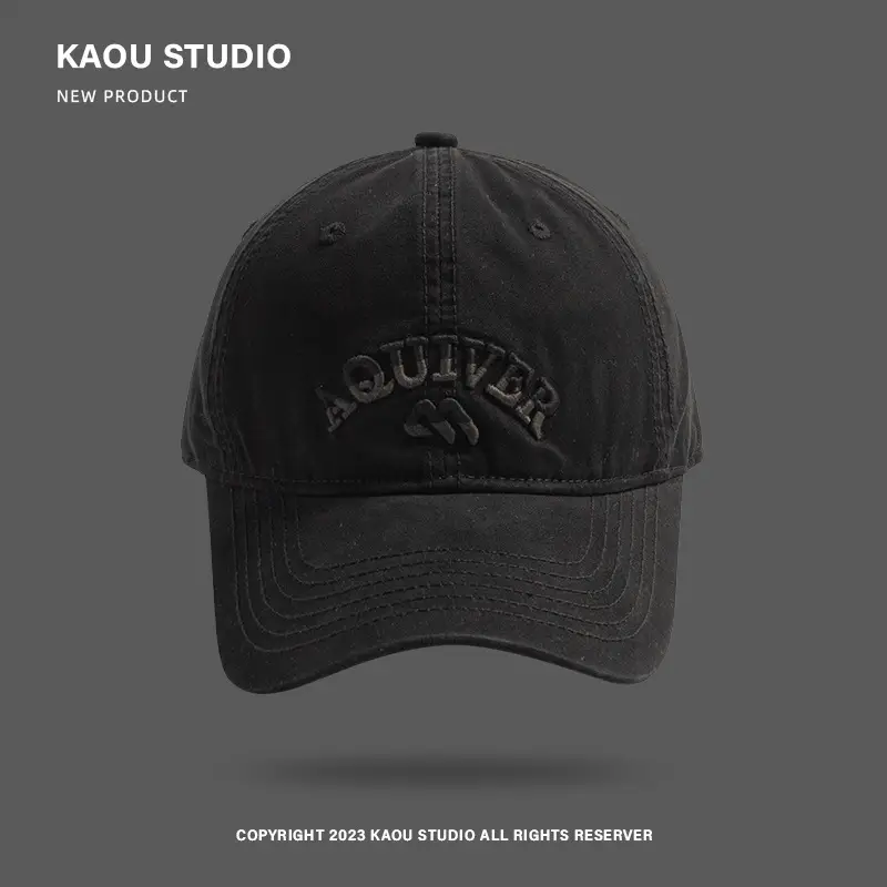 Three-Denim Embroidered Beige Baseball Cap Men Women - Image 5