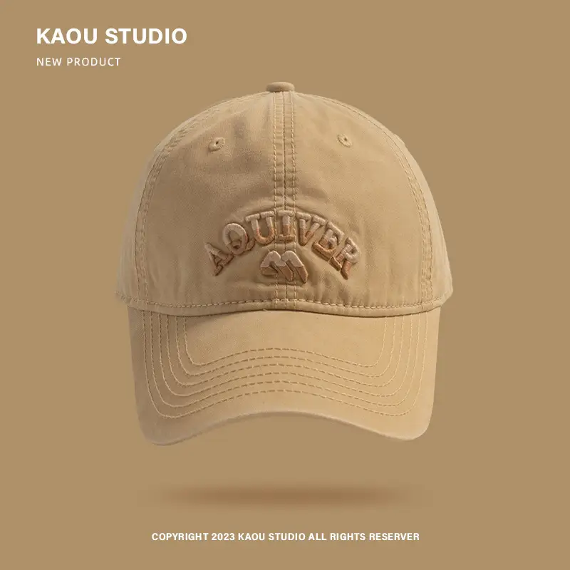 Three-Denim Embroidered Beige Baseball Cap Men Women - Image 6