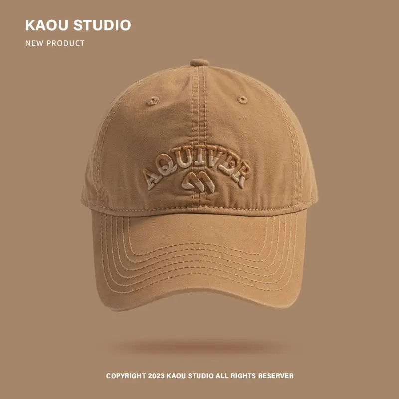 Three-Denim Embroidered Beige Baseball Cap Men Women - Image 7