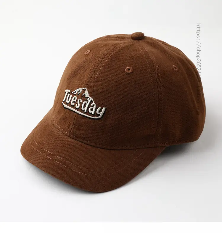 Men's Brown Embroidered Cap with Short Brim — feature 10