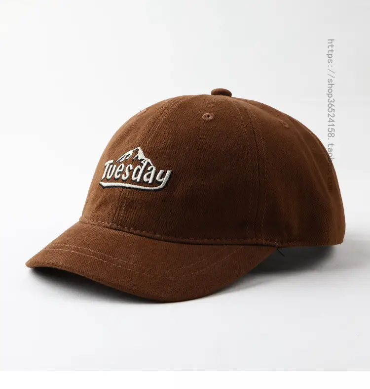 Men's Brown Embroidered Cap with Short Brim — feature 4